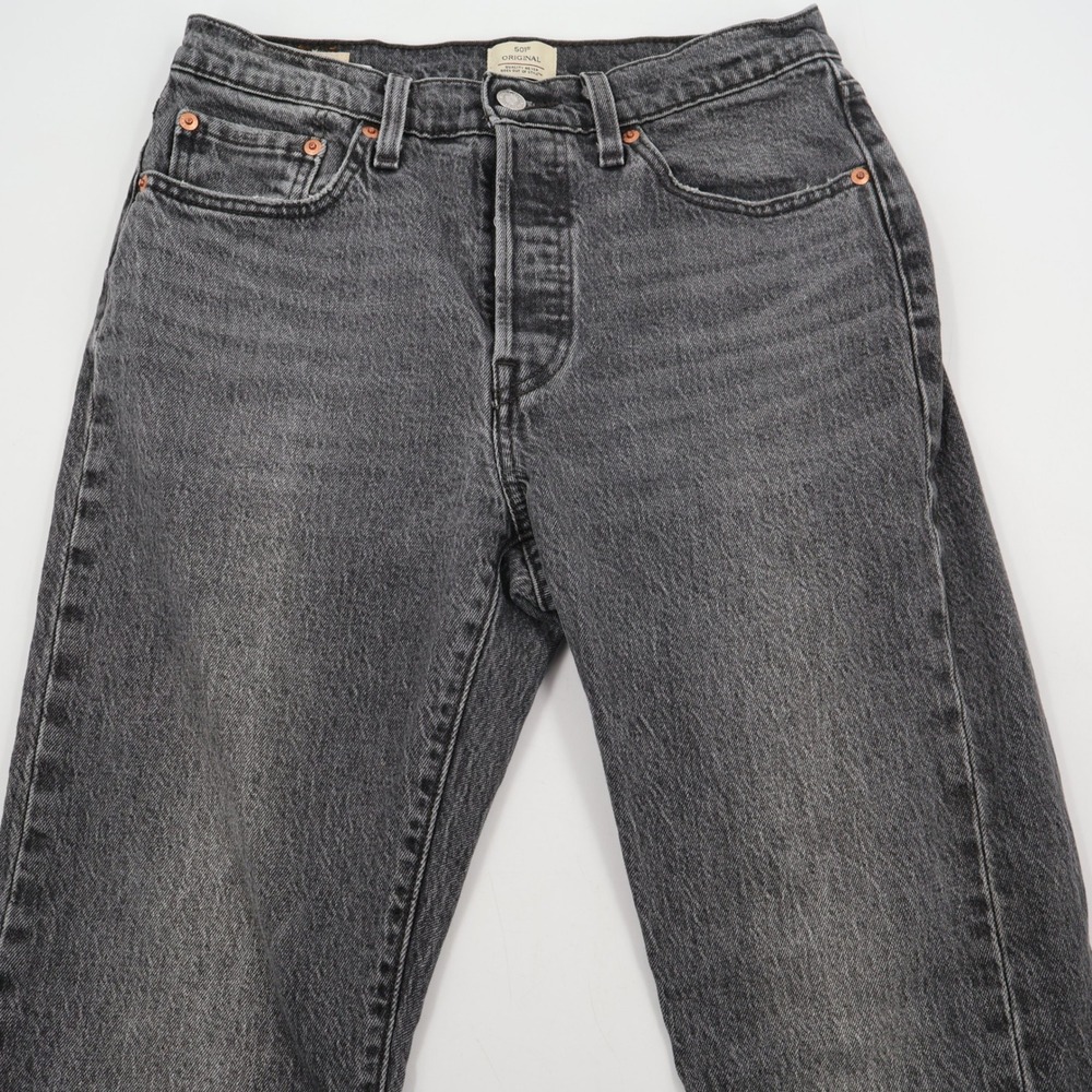 Levi's 501 Original Jeans Mens 28x32 Black Faded Straight Leg Button Fly Premium